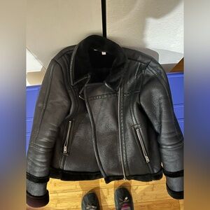 Miss Selfridge Petite US 8 Black Faux Leather Jacket- Like New